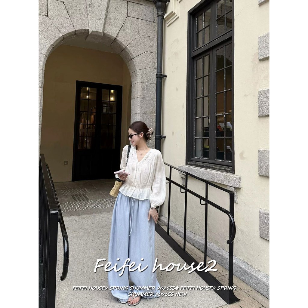 [Feifei-Solid Color Quick-Dry Trousers]กางเกงขายาวหลวมลำลองสีพื้นผ้าแห้งเร็วฤดูร้อนสไตล์สตรีท