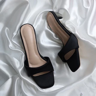 YOURSHOES N47 / รองเท้าส้นสูง 1นิ้ว รองเท้าผ้าซาติน รองเท้าออกงาน