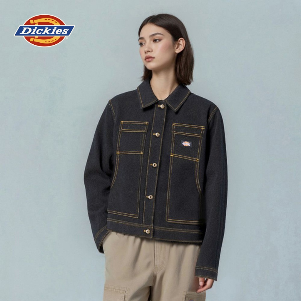 DICKIES WOMENS JACKET - BLACK DENIM เสื้อแจ็คเก็ต ผู้หญิง