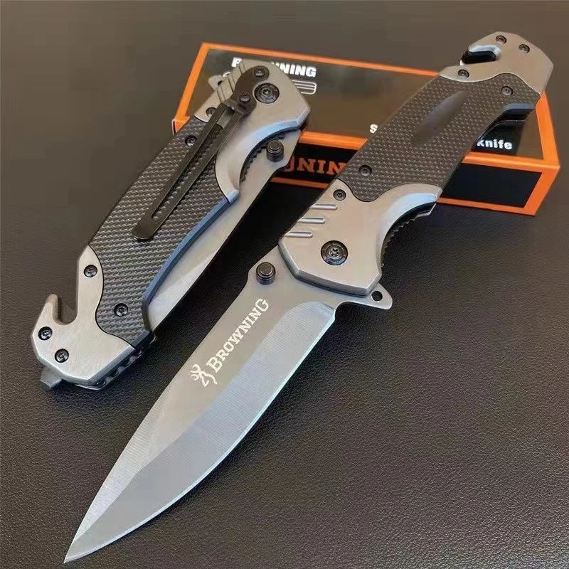 BROWNING FOLDING KNIFE มีดพับ 23CM 440C มีระบบดีดใบมีด มีดเดินป่า แบบบพกพา แข็งแรงคมกริบ