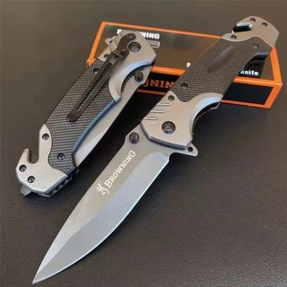 BROWNING FOLDING KNIFE มีดพับ 23CM 440C มีระบบดีดใบมีด มีดเดินป่า แบบบพกพา แข็งแรงคมกริบ