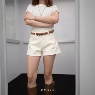 GAVANA Cloud Denim Shorts กางเกงยีนส์ขาสั้นทรงเอวสูง (High-Waisted Denim Shorts) ✨ #P26015