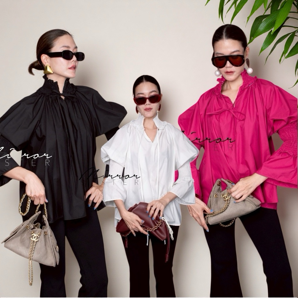 MirrorsisteR 60629.2 เสื้อเบลาส์ดีไซน์สุดยูนีค โดดเด่นด้วยงานคอตั้งระบาย