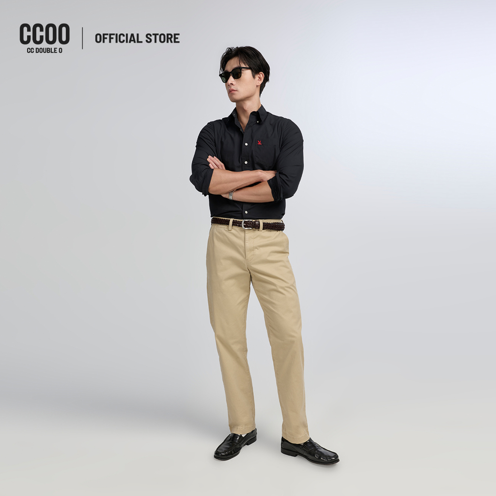 CC DOUBLE O SIGNATURE LONG SLEEVE POPLIN SHIRT ผู้ชาย เสื้อเชิ้ตแขนยาวผ้าป๊อปลินปักนก รุ่น O26WGMA033 (AW26 #P3)