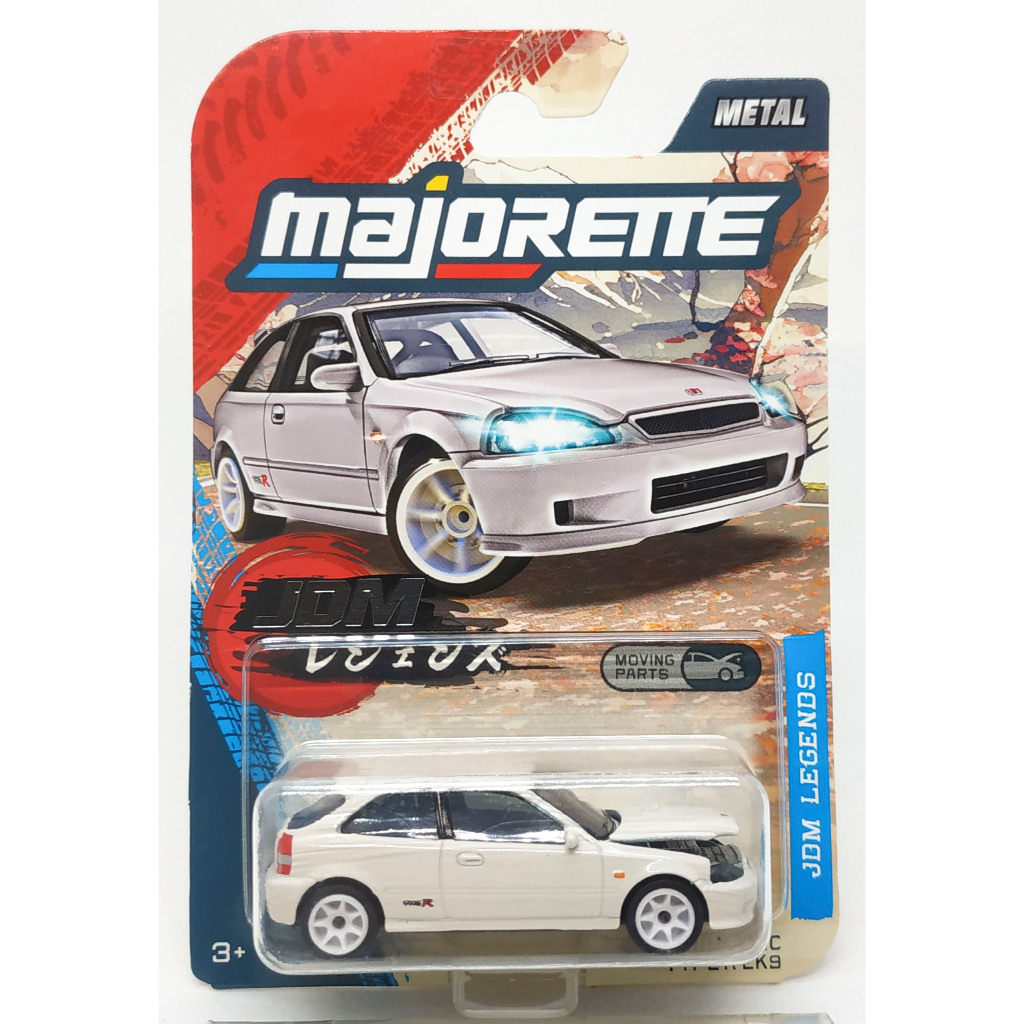 Majorette JDM Legends Series Honda Civic Type R EK9 สีขาว scale 1/57 (8cm) Package แบบยาว