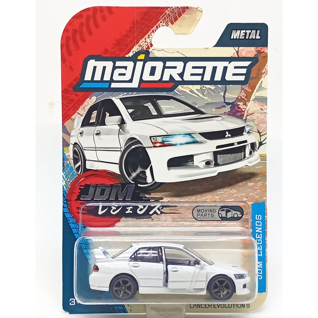 Majorette JDM Legends Series Mitsubishi Lancer Evolution 9 สีขาว scale 158 (8cm) Package แบบยาว