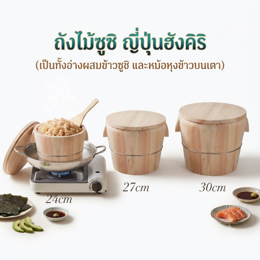 ถังข้าวญี่ปุ่น Basketbowl ถังซูชิ -สินค้ามีพร้อมส่ง-