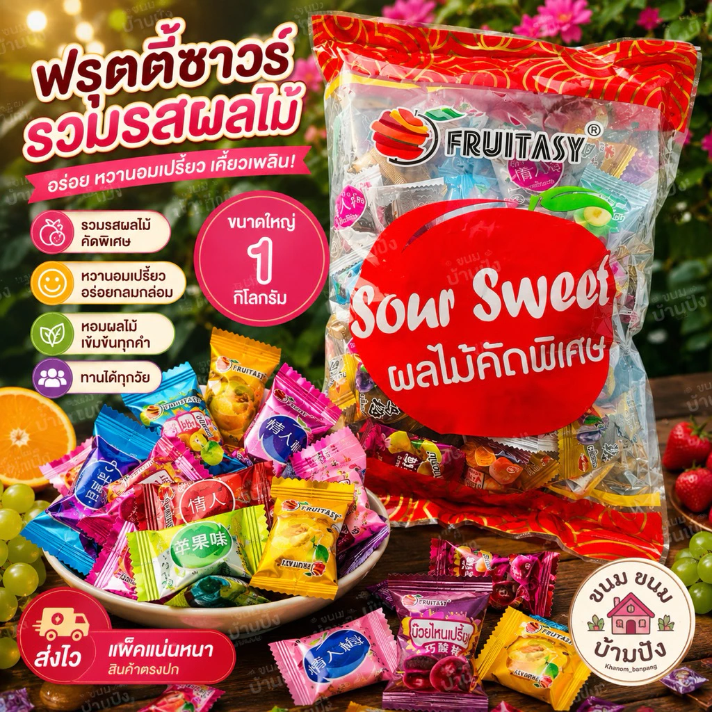 (1ถุง) (250g./500g./1Kg.)ฟรุ๊ตตาซี่ บ๊วยรวมรส เม็ดใหญ่ คัดพิเศษ เปรี้ยวอมหวาน ชุ่มคอ