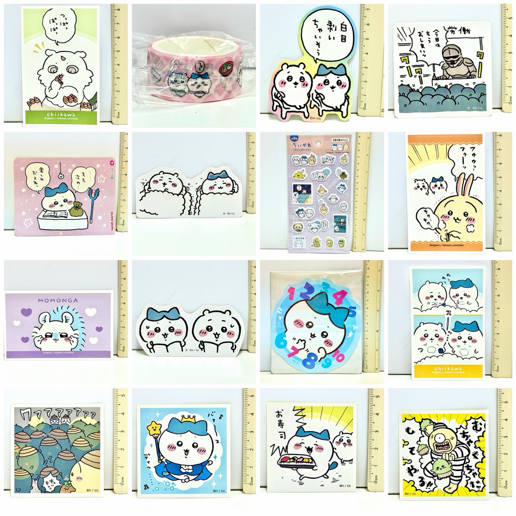 ของแท้ พร้อมส่ง ส่งไว ลิขสิทธิ์ สติกเกอร์ ตกแต่ง สวยงาม ของชำร่วย ของขวัญ คำอวยพร โน๊ต Chiikawa Usagi Hachiware Momonga