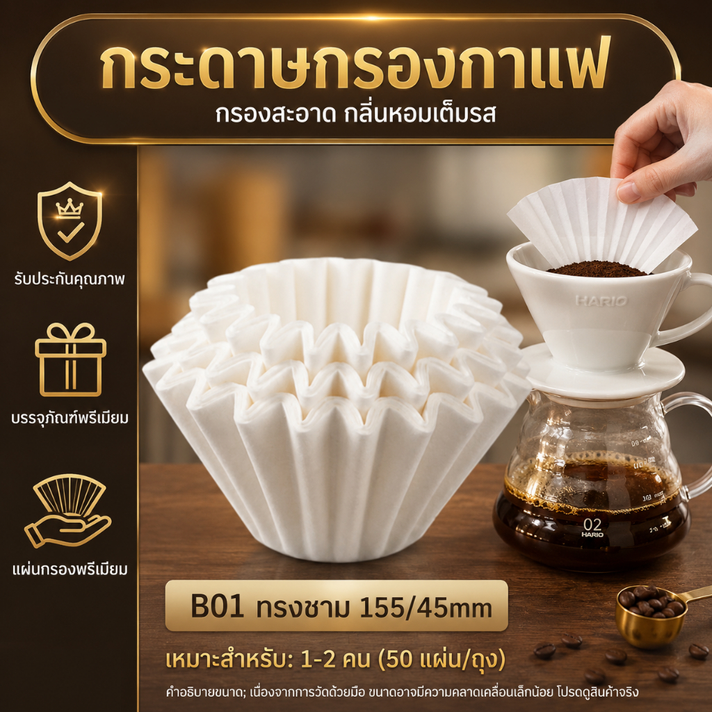 【พร้อมส่ง】กระดาษกรองกาแฟ กระดาษกรองดริปแบบหยัก Kalita Wave 155/185 สำหรับดริปกาแฟ 50/100 แผ่น