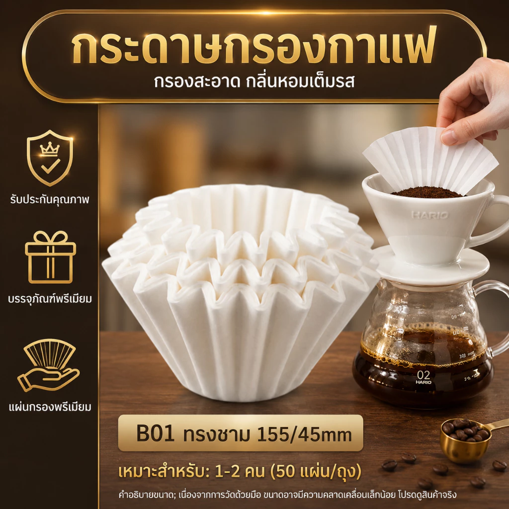 【พร้อมส่ง】กระดาษกรองกาแฟ กระดาษกรองดริปแบบหยัก Kalita Wave 155/185 สำหรับดริปกาแฟ 50/100 แผ่น