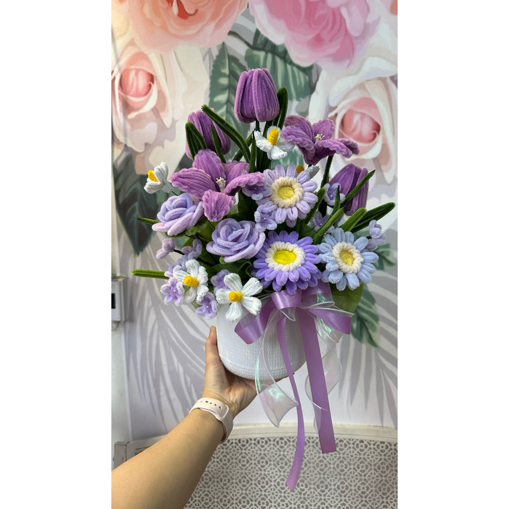 กระถางดอกไม้ลวดกำมะหยี่ ขนาด5นิ้ว งานสั่งทำเท่านั้น