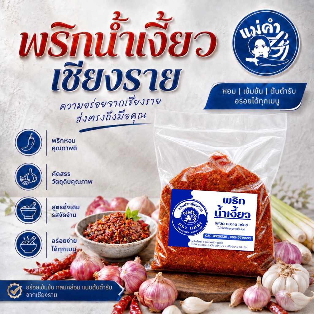 น้ำเงี้ยวเชียงราย ตราแม่คำ ขนาด 1 กิโลกรัม