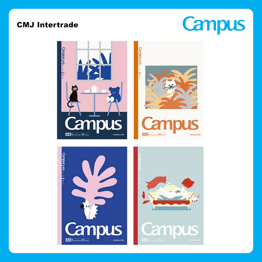 KOKUYO Campus Illustrator สมุดปกลายหมา แมว น่ารัก ขนาด A5 40 แผ่น สมุดโน้ต สมุดบันทึก มีเส้น สไตล์ญี่ปุ่นจากศิลปิน Umao