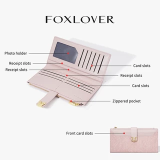 FOXLOVER กระเป๋าสตางค์ยาวผู้หญิง มีช่องใส่บัตร 11 ช่อง กระเป๋าบัตรประชาชนและบัตรเครดิต เรียบง่ายทันสมัย รุ่นใหม่ปี 26