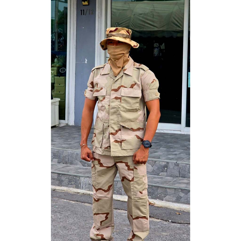 ชุดฝึก อส. รุ่น 4 กระเป๋า ผ้า Ripstop เสื้อลายพราง อส. กางเกงลายพราง อส.