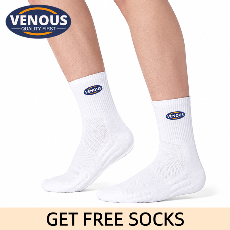 【Venous】ถุงเท้าสตรีเกาหลีแบบเรียบ คู่ ถุงเท้าแฟชั่นกีฬาสำหรับผู้ชาย แบบแพ็คเดี่ยว