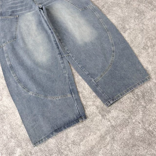 JINJEANS-584 (XS-6XL) Barrel คาร์โก้ สีบลูเฟด unisex