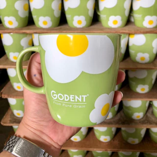 (ของแถม) โกเด้นท์ แก้วเซรามิคสีเขียวลายดอกเดซี่ ขนาด 12oz