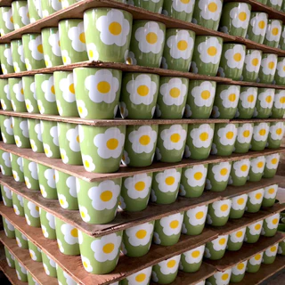 (ของแถม) โกเด้นท์ แก้วเซรามิคสีเขียวลายดอกเดซี่ ขนาด 12oz