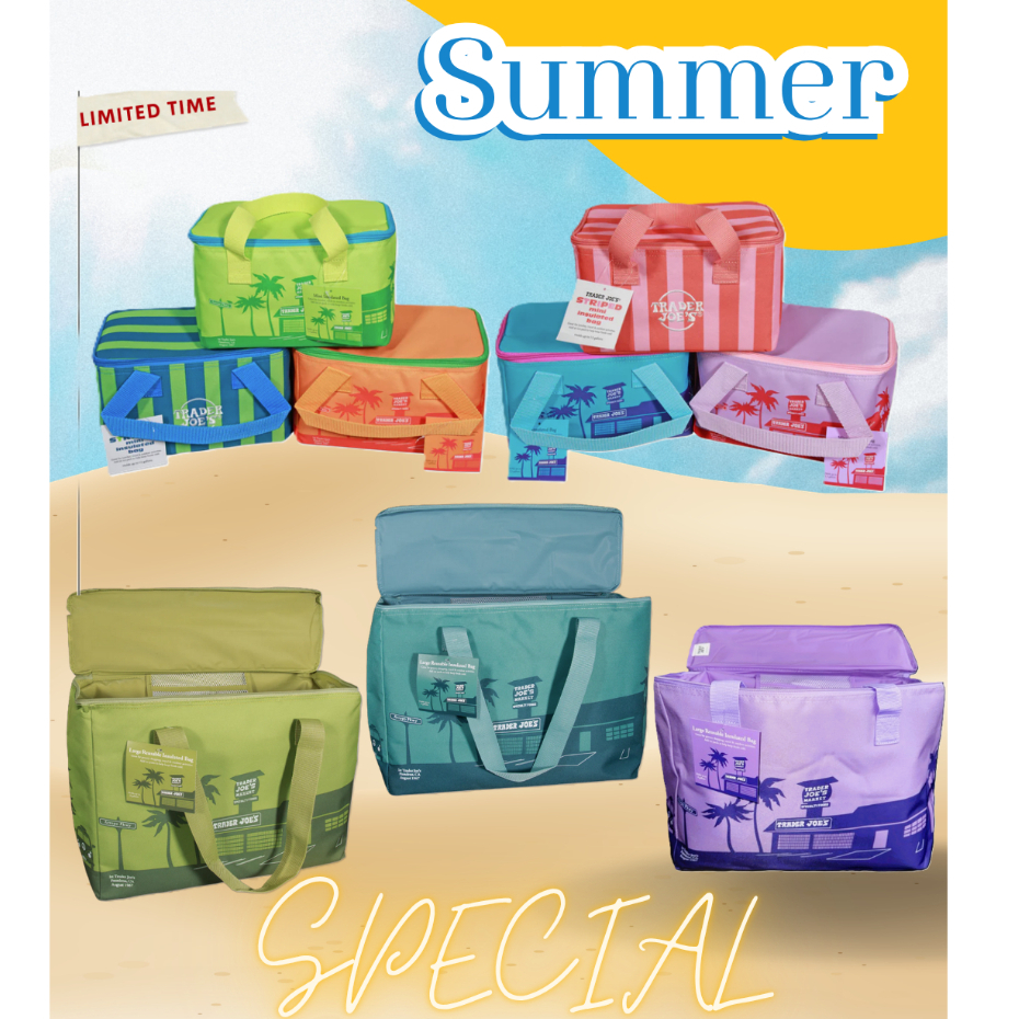 🇺🇸พร้อมส่ง 👜Trader Joe’s Large Insulated Bag & Mini Insulated Tote Summer Collectionกระเป๋าเก็บความเย็น สีใหม่แท้100🇺🇸