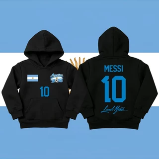 Hot Lionel Messi Argentina Number 10 football jersey/long sleeves/sports เสื้อโค้ท/child and adult เสื้อฮู้ด Unisex