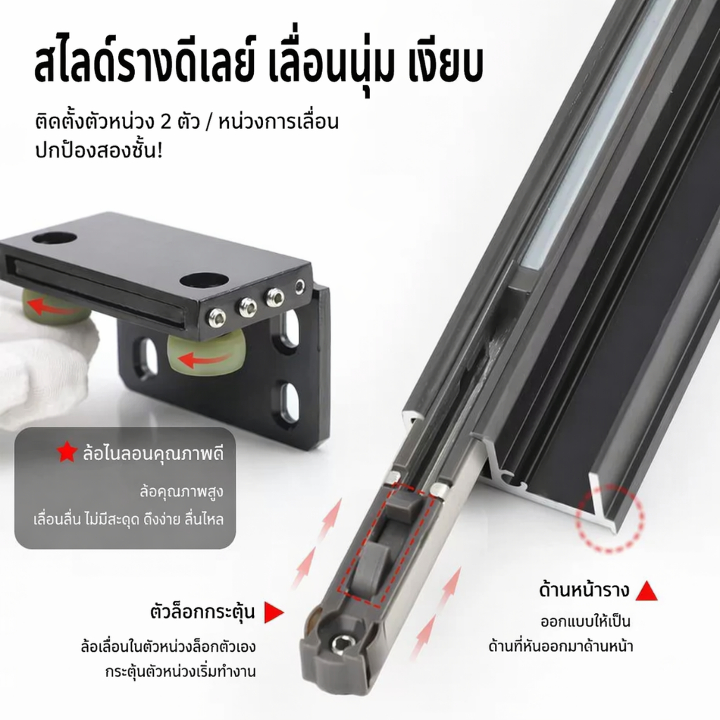 รางซ่อนไร้ราง ล้อเลื่อนประตูบานเลื่อน สำหรับห้องครัว รูปที่ 3