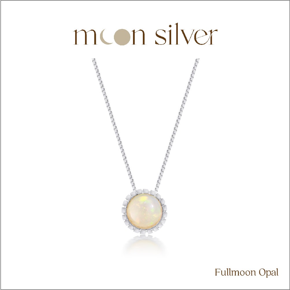 Moonsilver สร้อยคอพร้อมจี้รุ่น Fullmoon สร้อยเงินแท้ 92.5 พลอยแท้