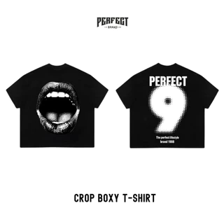 (ลายใหม่)เสื้อยืดครอป ทรงBoxy T-shirt คอฟิตเนื้อผ้า Cotton 100% - PERFECTBRAND.02
