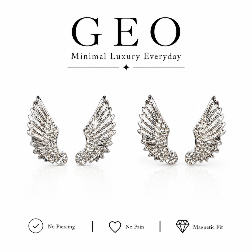 GEO ต่างหูแม่เหล็ก รุ่น Ascendt | Seraph Collection | ไม่ต้องเจาะหู ปีกนางฟ้า สไตล์มินิมอล Luxury