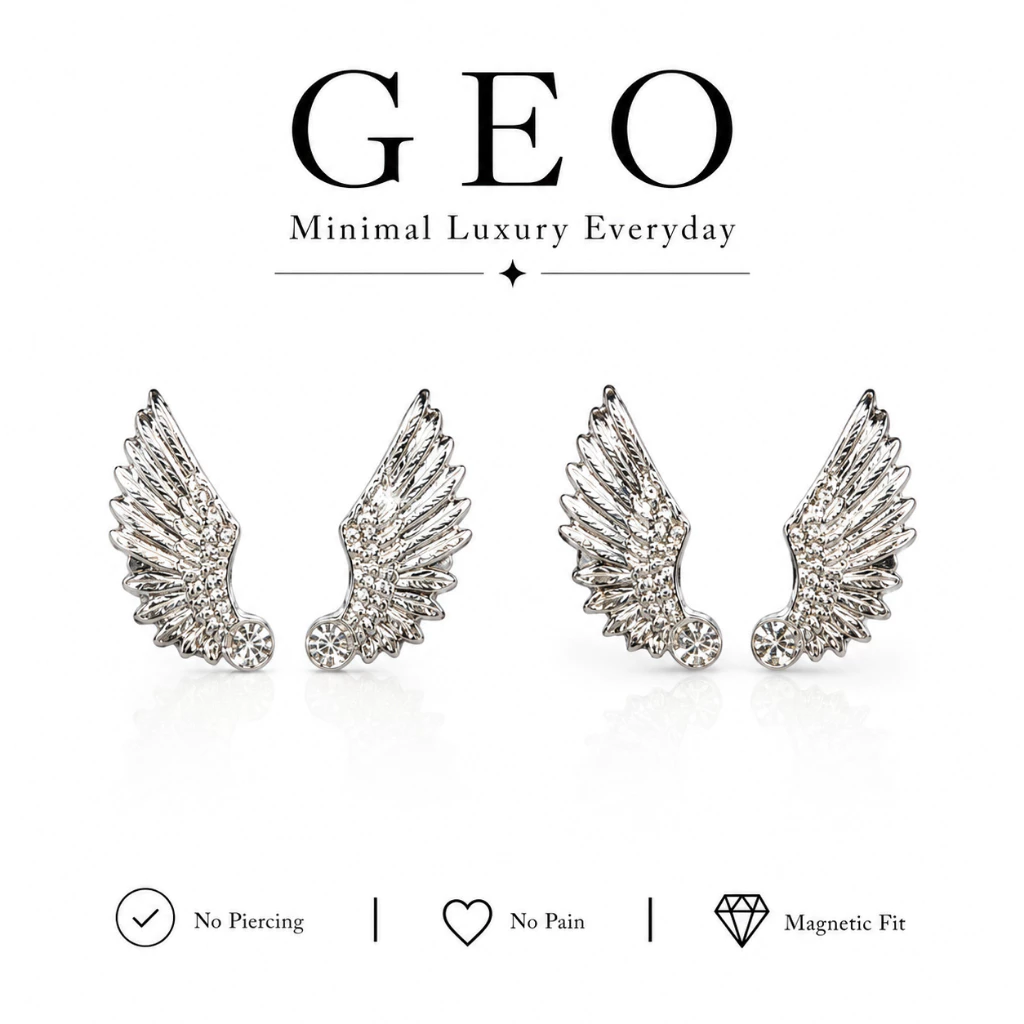 GEO ต่างหูแม่เหล็ก รุ่น Ascendt | Seraph Collection | ไม่ต้องเจาะหู ปีกนางฟ้า สไตล์มินิมอล Luxury