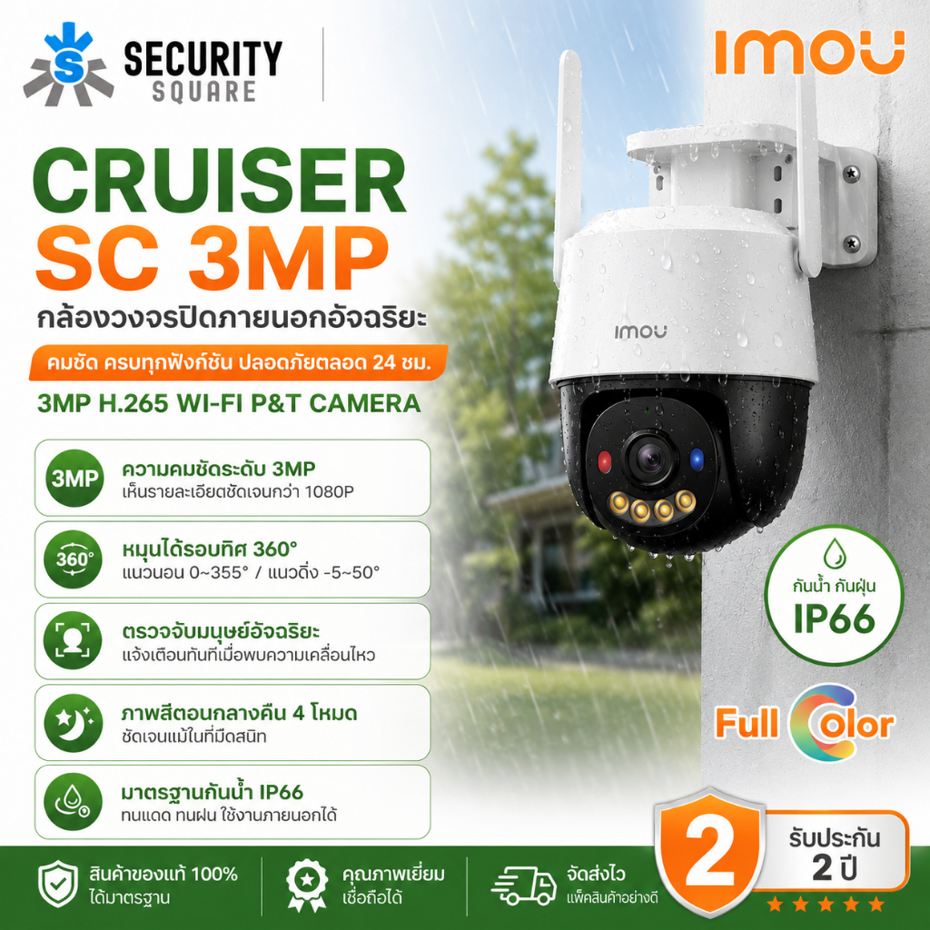 [ของแท้] IMOU Cruiser SC กล้องวงจรปิดไร้สายภายนอก Wifi รุ่น IPC-S31FCP 3MP พูดคุยโต้ตอบได้ มีไซเรน ไฟเตือน กันน้ำกันฝุ่น