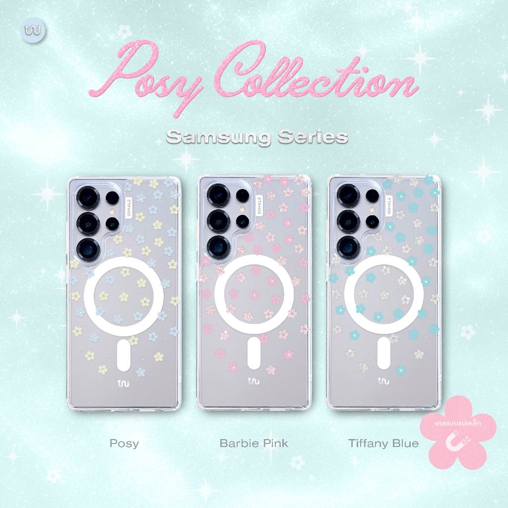 (For Samsung ) Posy Case Collection แบบแม่เหล็ก - เคส Whale Indeed เคสแม่เหล็กลายดอกไม้