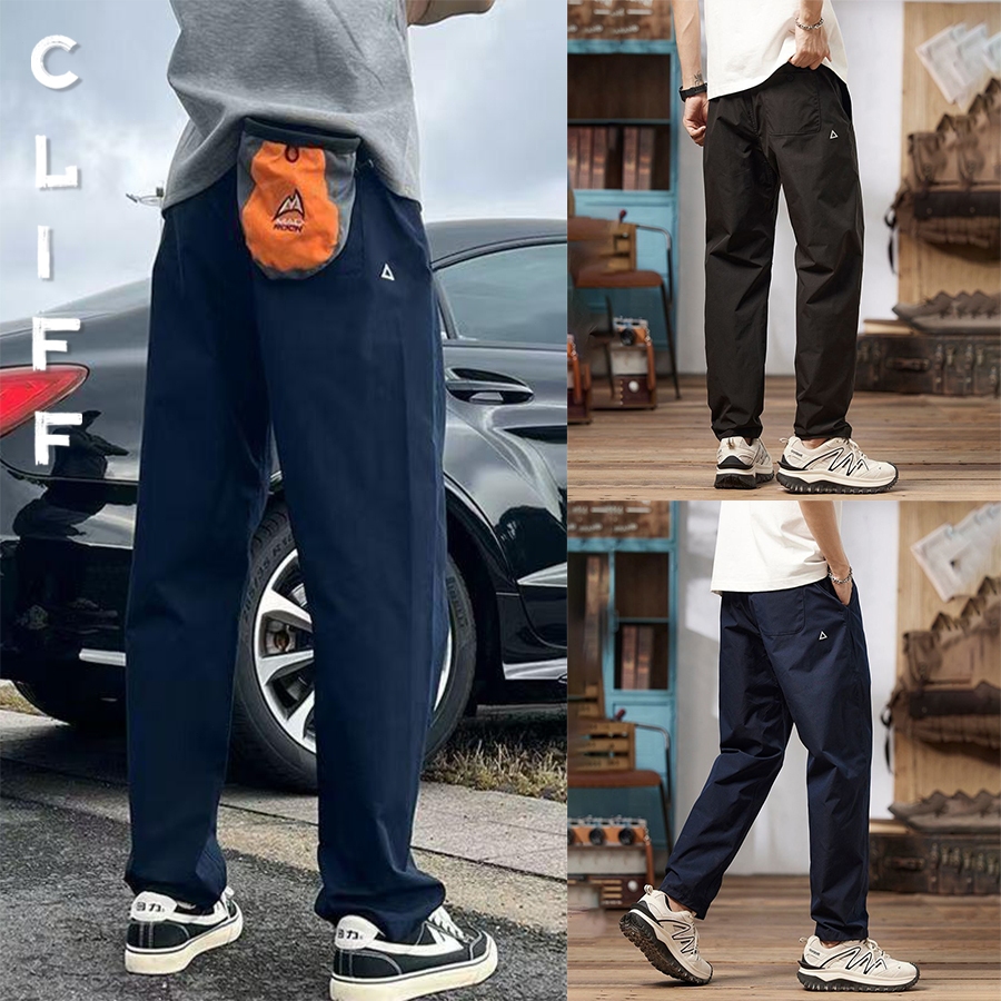 CLIFF กางเกงขายาวผ้าเบา ใส่สบายไม่ร้อน ทรงหลวม  สายเชือกรูดเอว สไตล์วินเทจ ยูนิเซ็กส์ สำหรับฤดูร้อน