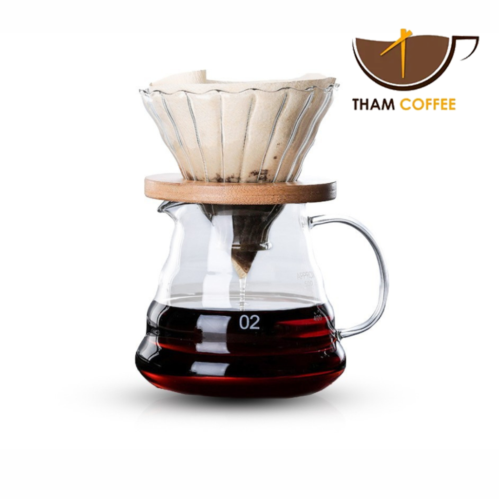 ที่ดริปกาแฟ เหยือกดริปกาแฟ Drip Coffee 300ml 500ml มีขีดวัดบอกปริมาตรข้างแก้ว ทำจากแก้วหนา ทนความร้อนได้ดี Tham Coffee