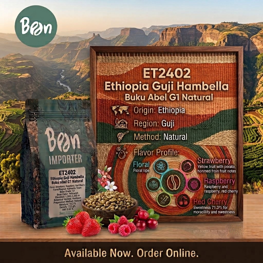 สารกาแฟ/เมล็ดกาแฟดิบ/Green bean/เอธิโอเปีย Ethiopia Guji Hambella Buku Abel G1 Natural (ET2402)- 1 Kg.