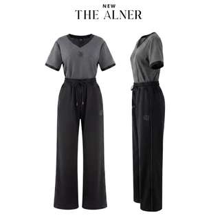 Thealner-AN555 เซตเสื้อคอวีปักดอกคามิเลียกางเกงขายาว