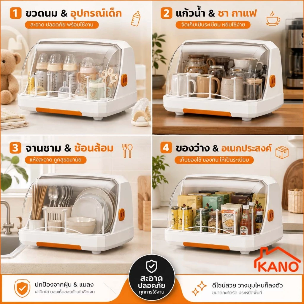 KANO ที่ได้รับความนิยมมากที่สุด  ที่คว่ำจาน  ที่คว่ำจานทรงโค้งมน (มีฝาปิด) กล่องเก็บจาน กันฝุ่นละออง thumbnail 9