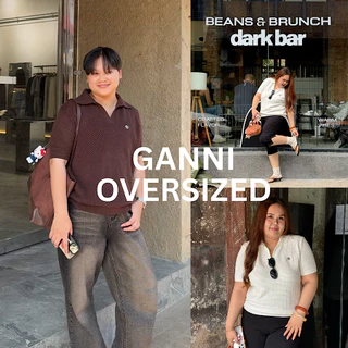 (พร้อมส่ง) MUSTNIMAL | GANNI knit polo เสื้อไหมพรมโปโล ผ้าหนานุ่ม ฉลุระบายอากาศ ใส่ทำงานได้ FREESIZE