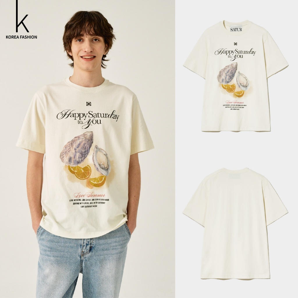 [ของแท้💯พร้อมส่ง] SATUR เสื้อยืดรุ่น Oyster Graphic T-Shirt Cream