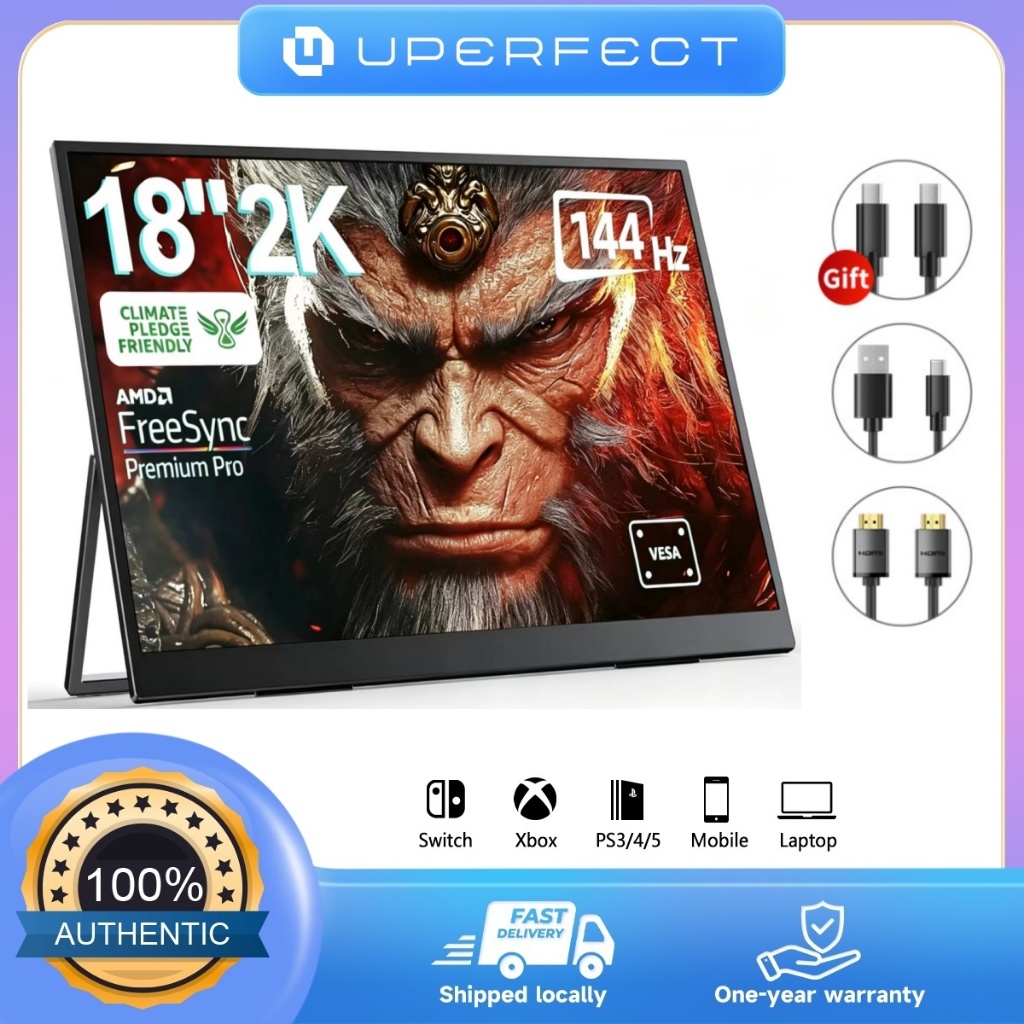 UPERFECT【Local delivery】 18 Inch 2.5K 144Hz Portable Gaming Monitor Laptop 2560P×1600P Travel Second Monitor with stand