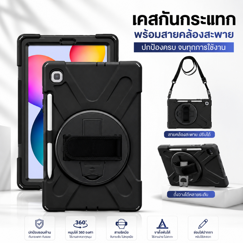 🛡️ [Multi Function] เคสกันกระแทกพรีเมียม สำหรับ Samsung Galaxy Tab S6 Lite & Tab S6 ✨