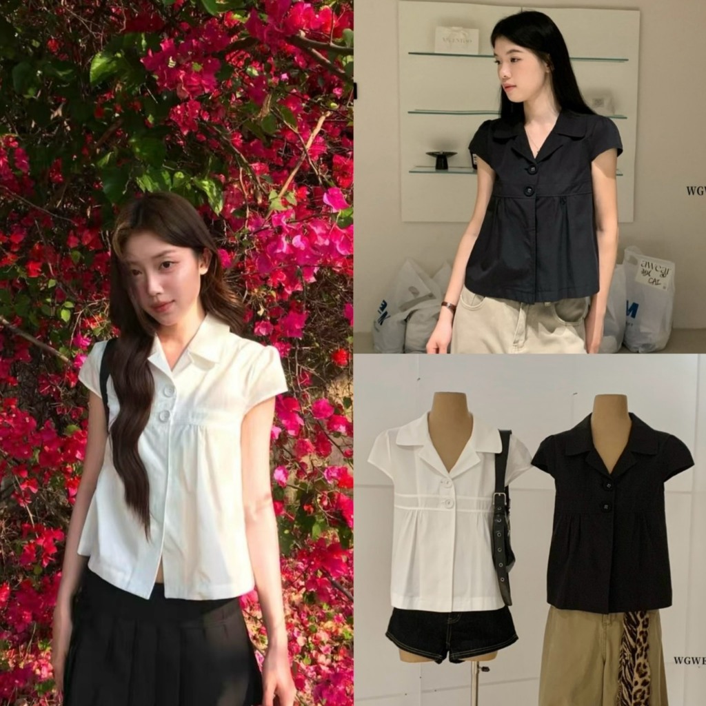 เสื้อคอปกแขนสั้นกระดุมหน้า - 10298 TAG WG.WE 🇰🇷