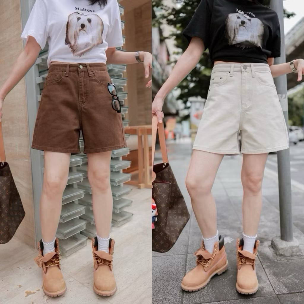 📍พร้อมส่ง📍🇰🇷FSY🇰🇷 61681 กางเกงยีนขาสั้น ผ้ายีนฟอก