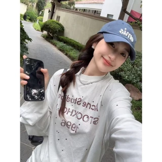 PP226 เสื้อ acne Oversized Diamond Crystals in white dusty