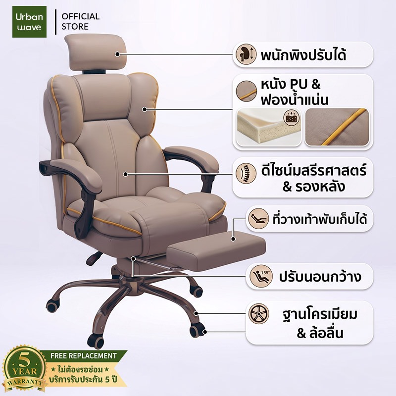 เก้าอี้คอมพิวเตอร์ ปรับเอน นั่งสบาย เหมาะกับบ้าน หอพัก เล่นเกม เรียน และสตรีมมิ่ง