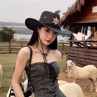 หมวกคาวบอย Sheriff หมวกนายอำเภอ X18 American Vintage Style 05X18