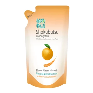 (แพ็ค 3 ถุง) SHOKUBUTSU ครีมอาบน้ำ โชกุบุสซึ โมโนกาตาริ สูตรผิวนุ่มชุ่มชื่นเสมือนอาบน้ำนม (ถุงเติม) 400-500 มล.