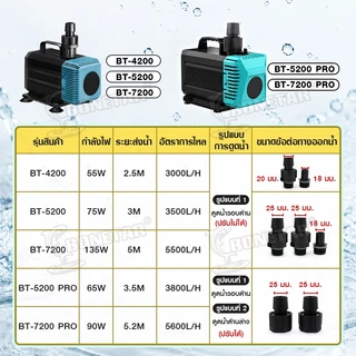 ปั๊มน้ำตู้ปลา Bonetar BT-4200/5200/7200 ปั๊มน้ำบ่อปลา แกนเซรามิคเสียงเงียบใช้ได้ทั้งน้ำจืดและน้ำเค็ม