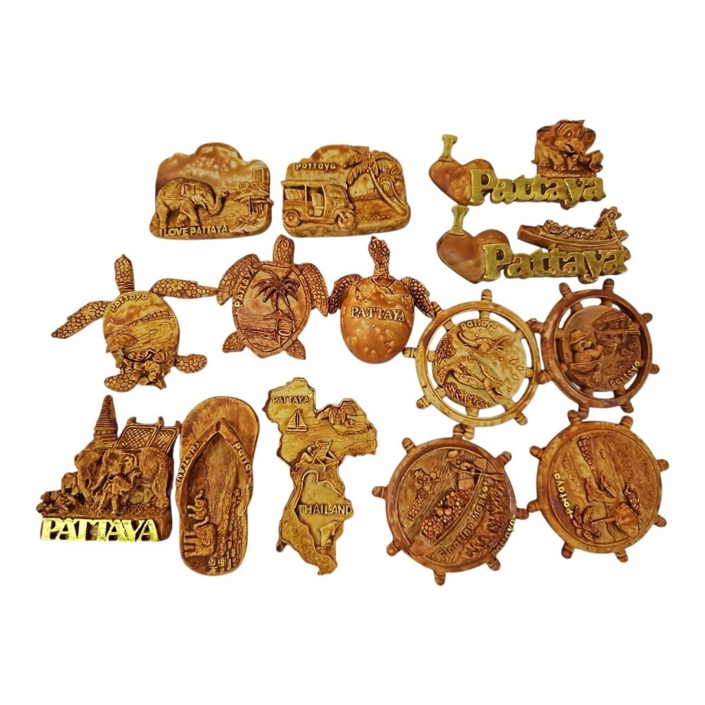 JMแม่เหล็กติดตู้เย็นลายพัทยา เรซิ่นงานแกะลาย 3D ของที่ระลึกเมืองพัทยา Thailand Resin Fridge Magnet S